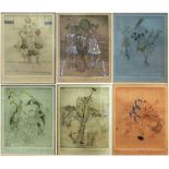 GRACIELA RODO BOULANGER, six hand coloured etchings, depicting sporting subjects,