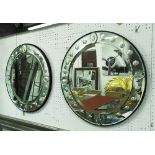 WALL MIRRORS, a pair, circular form with bubble border, Venetian manner.