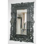 WALL MIRROR, Venetian style, rectangular with black decorated border, 123cm x 80cm.