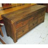 SIDE CHEST, with six drawers, 52cm D x 77cm H x 170cm W.