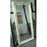 WALL MIRROR, the decorative cream frame enclosing a bevelled plate, 82cm x 168cm.