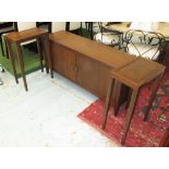 LOW CABINET, wooden with two doors on square supports,