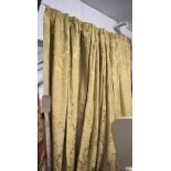 CURTAINS, two pairs, gold silk damask supplied by Harrods,