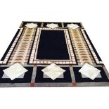 NEPALESE ART DECO DESIGN SILK AND WOOL CARPET, 294cm x 243cm.