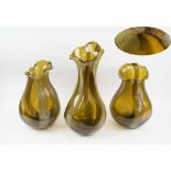 TRIO OF NIGEL COATES 'TULIPINI' VASES, handblown glass, each signed and dated 2013 on base, 49cm H,