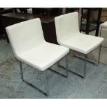 POLIFORM DINING CHAIRS, a set of eight, white leather on polished metal supports,
