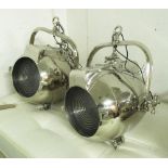 STUDIO LIGHTS, a pair, polished metal, of substantial proportions, approx. 50cm W x 60cm H.