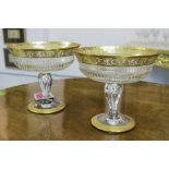 A PAIR OF SAINT-LOUIS COMPORTS, matching lot 514, gilt 'thistle' pattern, each 22cm diam. x 20cm H.