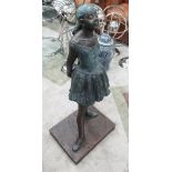 BRONZE BALLERINA AFTER DEGAS, on base, verdigris finish, 94cm H.