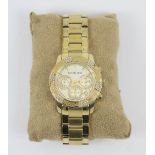 MICHAEL KORS WRISTWATCH, stainless steel case and strap, faux diamonds set bezel, plus original box.