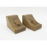 'MOUSEMAN' BOOKENDS, a pair, carved oak, each 9.25cm W x 9.75cm D x 15cm H.