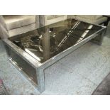 LOW TABLE, 20th century Italian chrome and smoked glass, 150cm L.