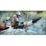 21ST CENTURY KAYAK RACE, in 3D on metal, 70cm x 140cm.