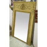 OVERMANTEL, 19th century French parcel gilt with rectangular bevelled plate,