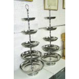 CAKE STANDS, a pair, five tier plated, 81cm H.