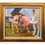VERONIKA SHEVCHUK 'Before the Show', oil on canvas, 50cm x 60cm, framed.