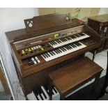 YAMAHA ELECTONE ELECTRONIC ORGAN, with tambour front plus matching stool, 114cm L.