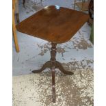 TRIPOD TABLE, Regency and later mahgoany with rounded rectangular tilt top,