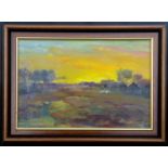 YURI KUCHINOV (b.1951) 'Sunset', oil on canvas, 24cm x 39cm, framed.