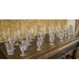 SUITE OF GLASSES, Royal Doulton Capulat glasses, Georgian cut, champagne, large wine,