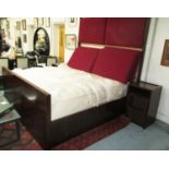 DOUBLE BED, 6ft, in palisander finish paddded headboard and mattress,