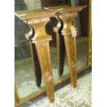 WALL BRACKETS, a pair, giltwood of tapering form, 110cm H x 19cm D x 35cm W.