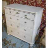 COMMODE, 19th century Swedish traditionally grey painted with four long drawers,