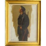 NIKOLAI KHRISTOLUBOV (1918-1995) 'Portrait of a soldier', oil on canvas, 58cm x 42cm, framed.