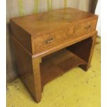 SERVING TABLE, Art Deco walnut with a single frieze drawer over an undertier,