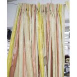 CURTAINS, a pair, in silk in salmon cream and gold, lined and interlined, by John Stefanidis,