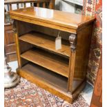 BOOKCASE, Victorian burr walnut, with carved pilasters and two adjustable shelves,