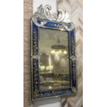 VENETIAN WALL MIRROR, late 19th century with shaped crest, etched and hand painted plates,