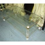 LOW TABLE, perspex with insert glass top and lower tier, 120cm L x 46cm H x 60cm W.