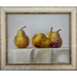 VALERI SHISHKIN 'Still life with fruits', oil on canvas, 18cm x 24cm, framed.