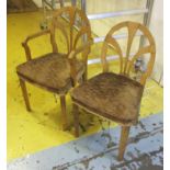 DINING CHAIRS, a set of eight, Art Deco walnut with brown padded upholstered seats,