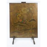 CHINOISERIE DECORATED FIRE SCREEN, circa 1920, 85cm H x 61cm W overall.