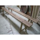 BENCHES, a pair, vintage French oak, 256cm W.