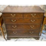 CHEST, George III oak of two short over three long drawers on bracket feet, 98.5cm W x 91.