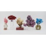 FIVE DECORATIVE CORAL DISPLAYS, largest 29cm H overall.