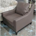 ARMCHAIR, from India Jane with sloping arms in elephant grey leather, 75cm W.