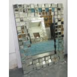 WALL MIRROR, rectangular with a multiple miniature square bevelled surround, 89cm W x 116cm H.