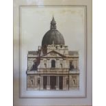 PRINTS, a set of two, depicting London skyline and the Oratory in Brompton,