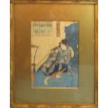 JAPANESE WOODCUT, 40cm x 30cm, framed and glazed.