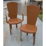 DINING CHAIRS, a set of eight, Italian tan leather by Quia including two armchairs,