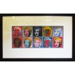 ANDY WARHOL '10 Marylins', lithograph, 29cm x 67cm, framed and glazed.