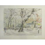 LUCILLE CRANWELL 'Orange Square - Pimlico', watercolour, signed, titled and dated 2013, 50cm x 63cm,