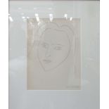 AFTER HENRI MATISSE, Facing Woman's portrait with long hair, Lithograph, 1945,