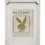 SIX PLAYBOY MAGAZINES, 60s/70s period, 43cm x 33cm each overall, framed and glazed.