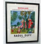 RAOUL DUFY Bordeaux, lithographic poster, printed by Mourlot, 67cm x 47cm, framed and glazed.