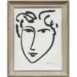 HENRI MATISSE 'Visage', heliogravure, plate signed 1954, 'the last works of Matisse', 34cm x 26cm,